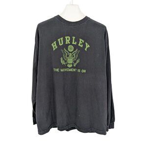 Vtg Hurley Graphic Long Sleeve T Shirt Grunge Distressed Skate Streetwear Sz 2XL